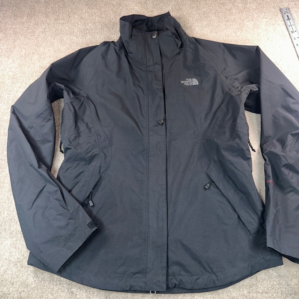 The North Face HyVent Rain Jacket Black Waterproof Hooded Shell Womens Medium